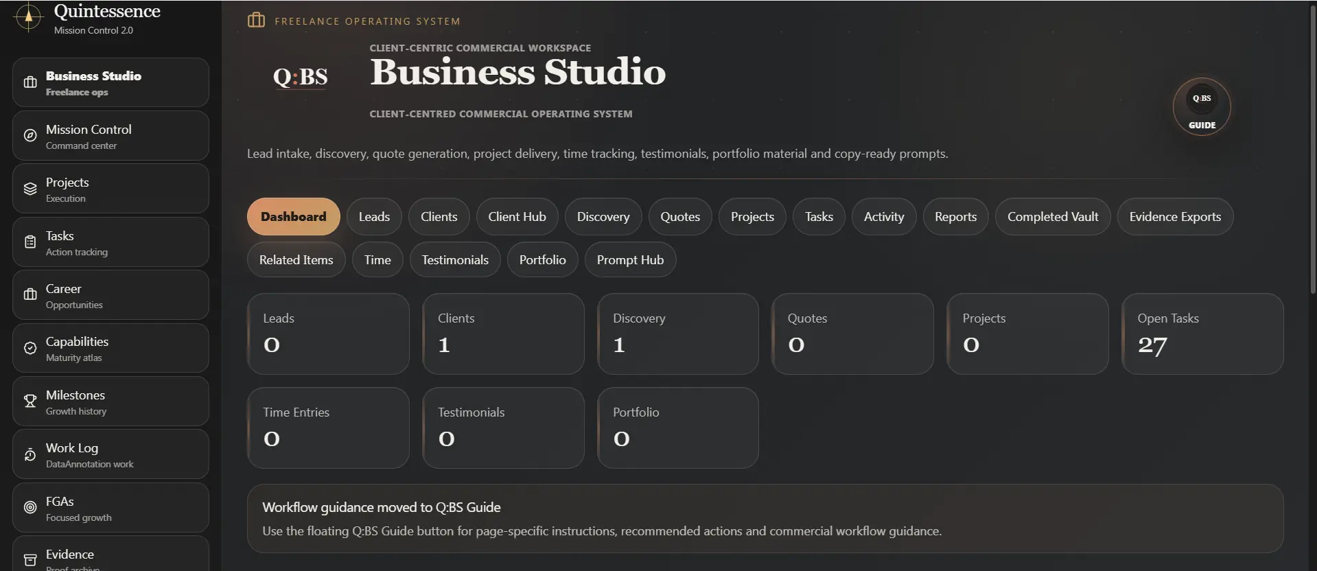 Q:BS commercial dashboard